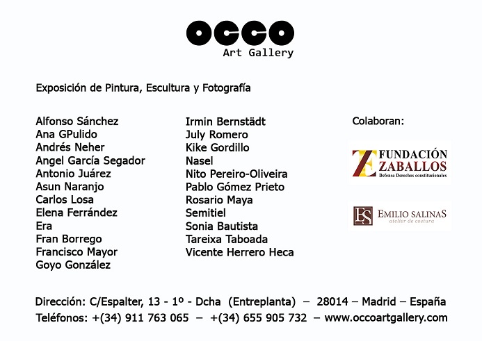 Exposición VERANO en OCCO Art Gallery OCCO Art Gallery. Calle Espalter 13. 28014 – Madrid (Spain)