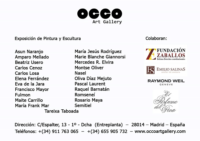 OCCO Art Gallery. Calle Espalter 13. 28014 – Madrid (Spain)