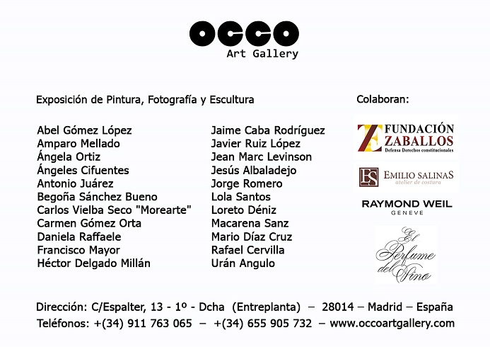 Exposición Miradas en OCCO Art Gallery OCCO Art Gallery. Calle Espalter 13. 28014 – Madrid (Spain)