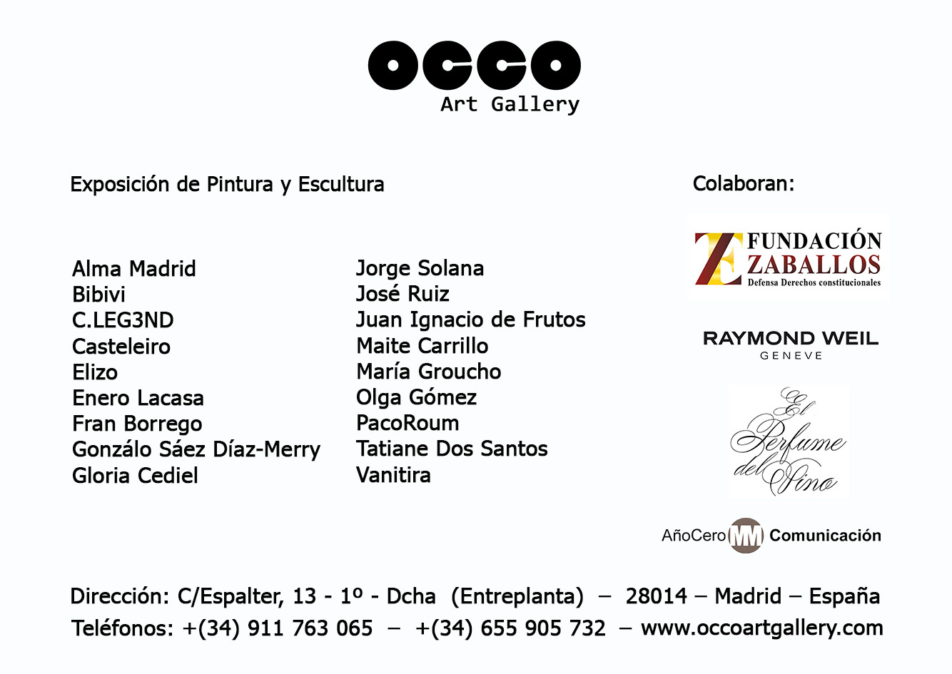 Exposición SYMBIOSIS en OCCO Art Gallery Exposición SYMBIOSIS, muestra de pintura y escultura. OCCO Art Gallery, Calle Espalter, 13 - Madrid. Del 15 de junio al 1 de julio de 2023