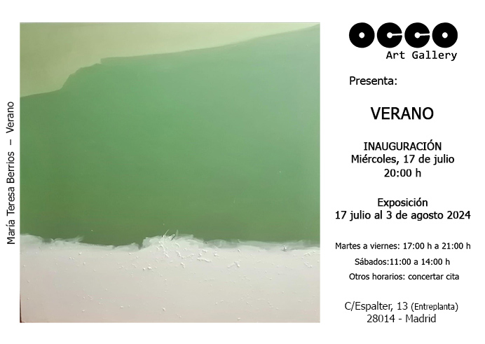 Exposición VERANO 2024 en OCCO Art Gallery OCCO Art Gallery exposición colectiva de pintura y escultura en Madrid.