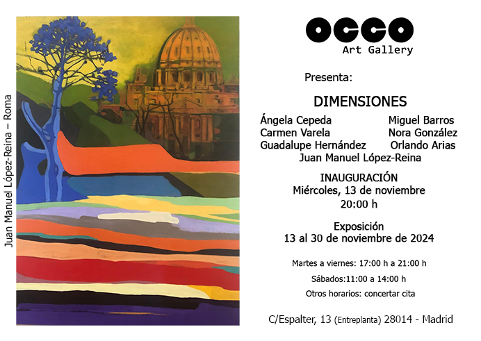 Exposicion DIMENSIONES 692 OCCO Art Gallery exposición colectiva de pintura y escultura en Madrid.