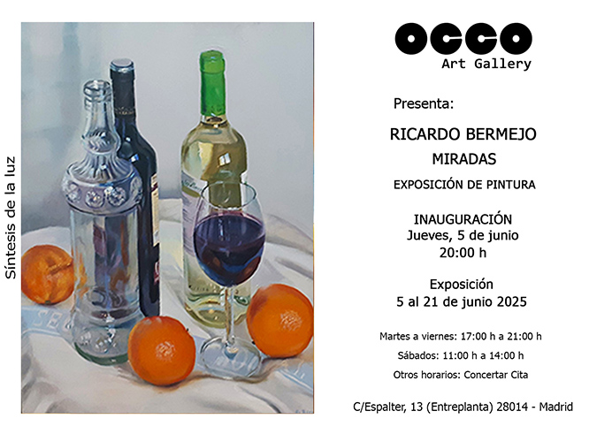 MIRADAS Exposición individual de pintura hiperrealista de Ricardo Bermejo, Miradas. Inauguración, jueves, 5 junio 2025. Hasta el 21 de junio en OCCO Art Gallery.